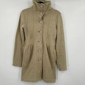 Patagonia Better‎ Sweater Pea Coat Womens Small Tan Fleece Lined Button Front